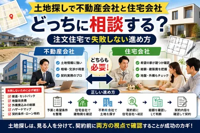 土地探しで不動産会社と住宅会社どっちに相談する？注文住宅で失敗しない進め方